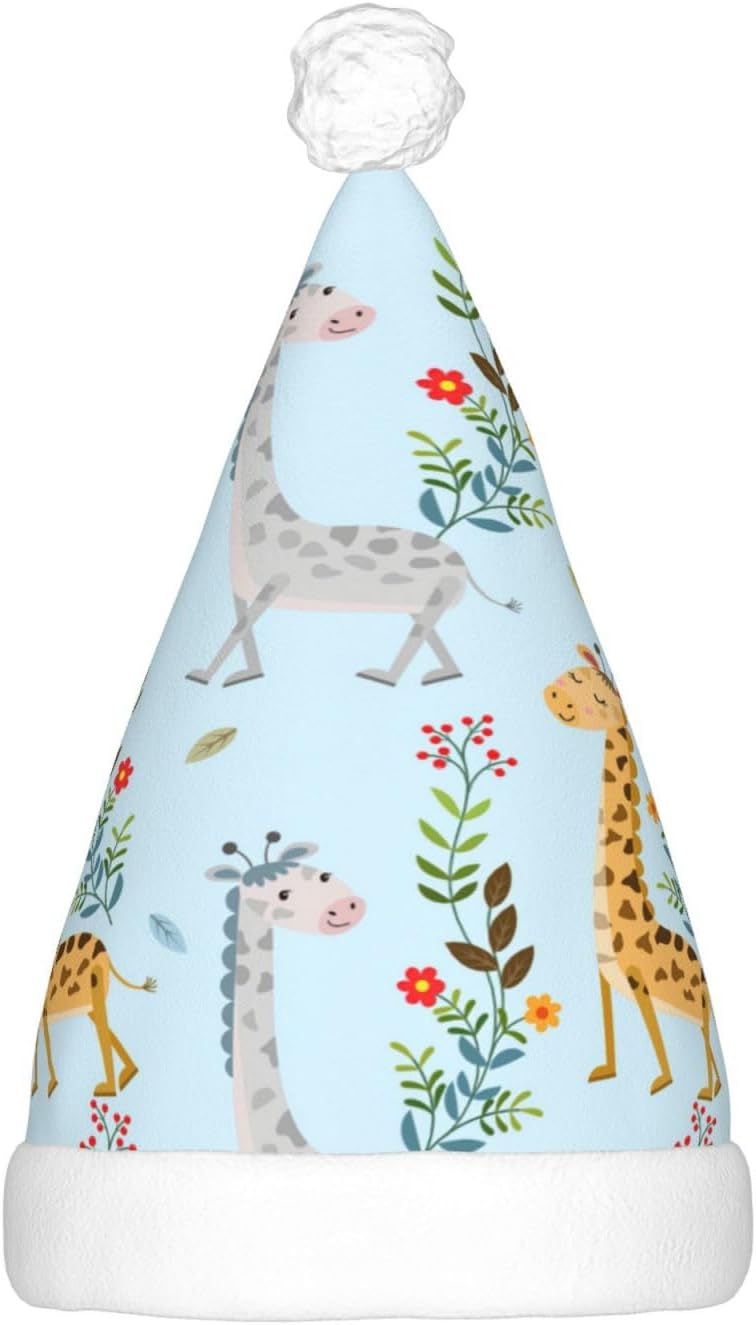 QINZHENG Cute Giraffe Flowers Santa Hat with LED Lights