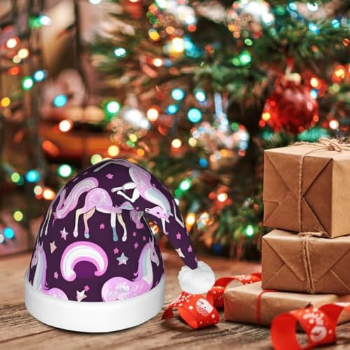 Unicorns Red Print LED Christmas Hat For Adults