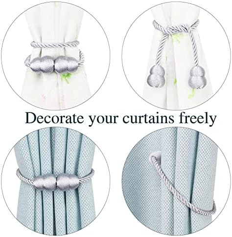 Hangtty Magnetic Curtain Tiebacks 6 Pack Grey