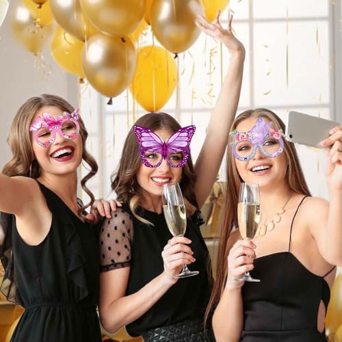 24 Pcs Spring Butterfly Paper Eyeglasses Party Props