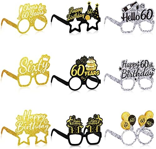 Threan 36 Pcs 60th Birthday Paper Eyeglasses