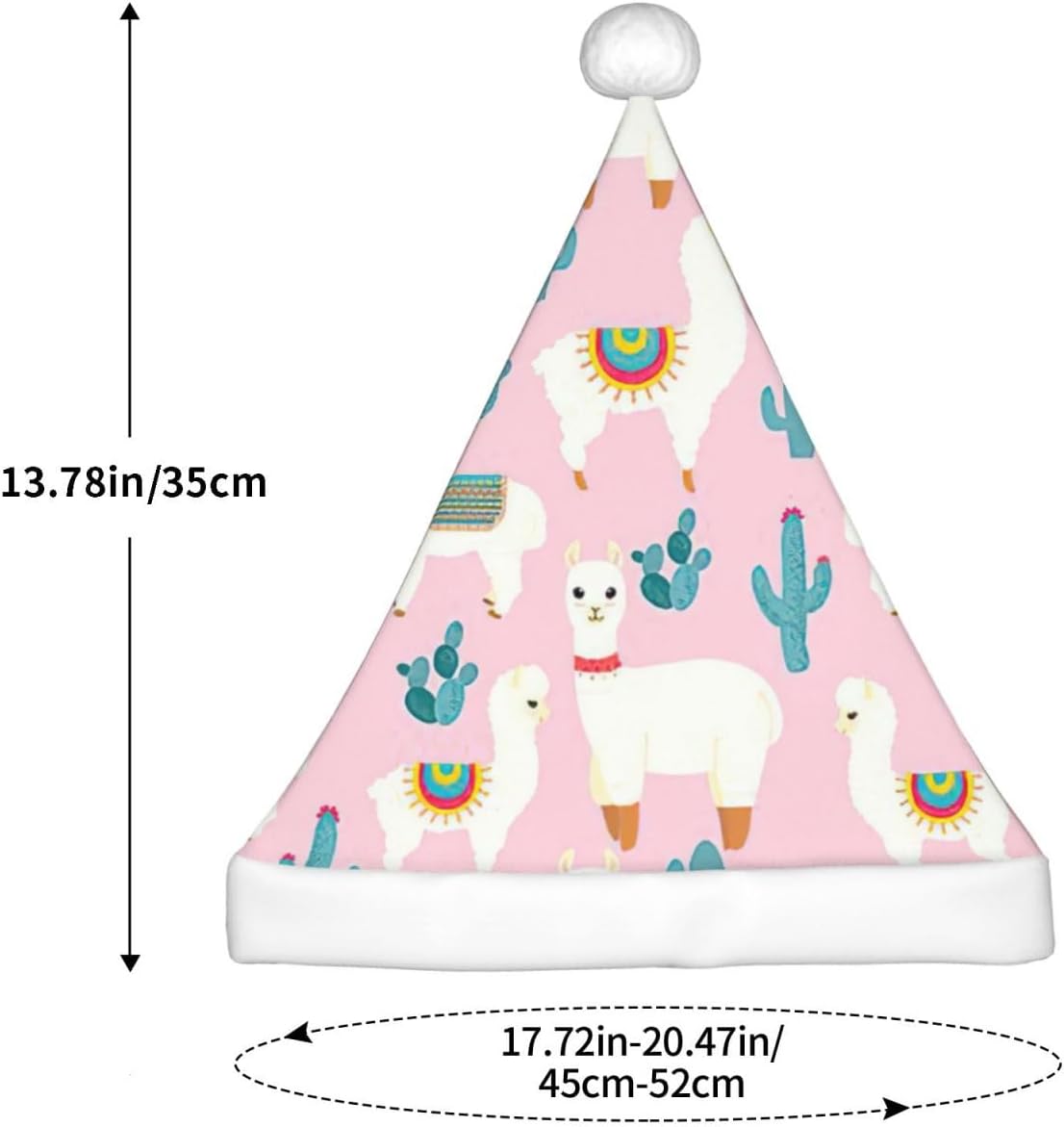 Llama Cactus Print Christmas Santa Hat Small Size