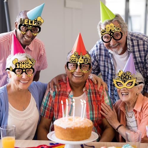 60th Birthday Paper Glasses Decorations 16pcs