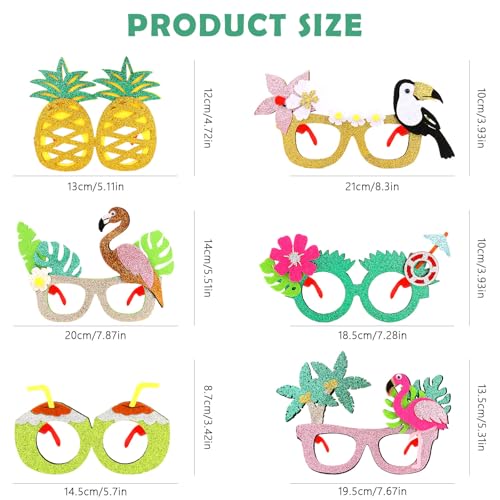 CURASA 6 Pack Tropical Themed Paper Sunglasses