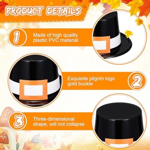 Liliful 4 Pcs Thanksgiving Pilgrim Hats Costume Accessory for Adults