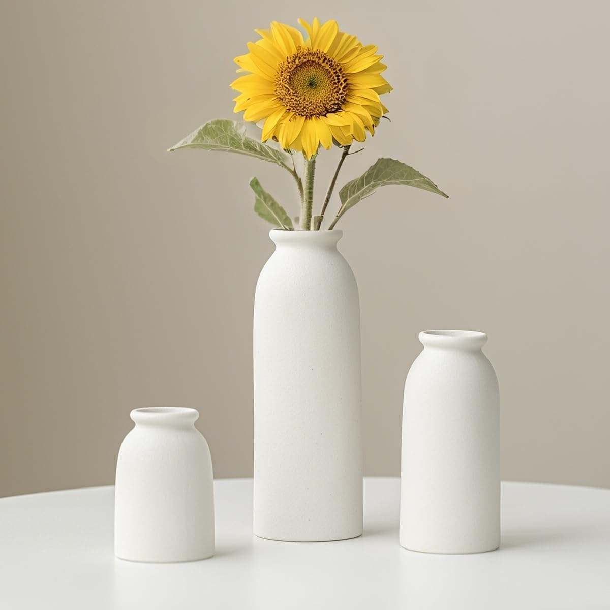 Tinctotnic Ceramic Vase Set 3 Distressed White