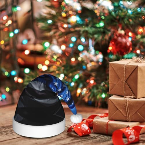 American Thin Blue Line Flag2 Print Santa Hat Plush