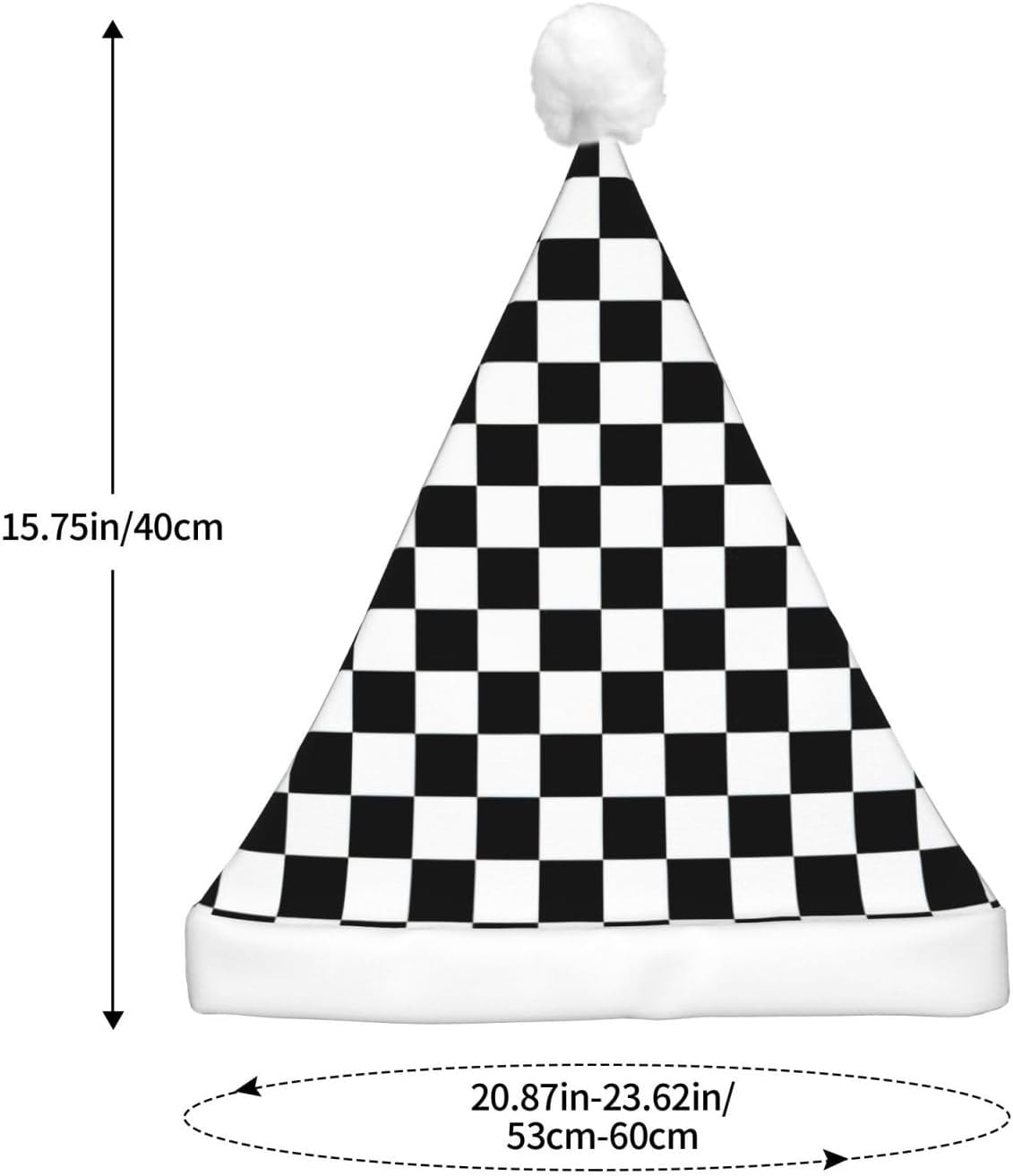 QINZHENG LED Black and White Checkered Santa Hat for Christmas Halloween Party