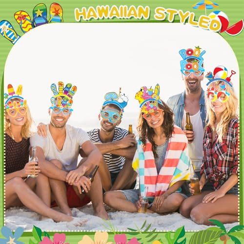48 Pcs Luau Hawaiian Party Sunglasses Headbands for Adults
