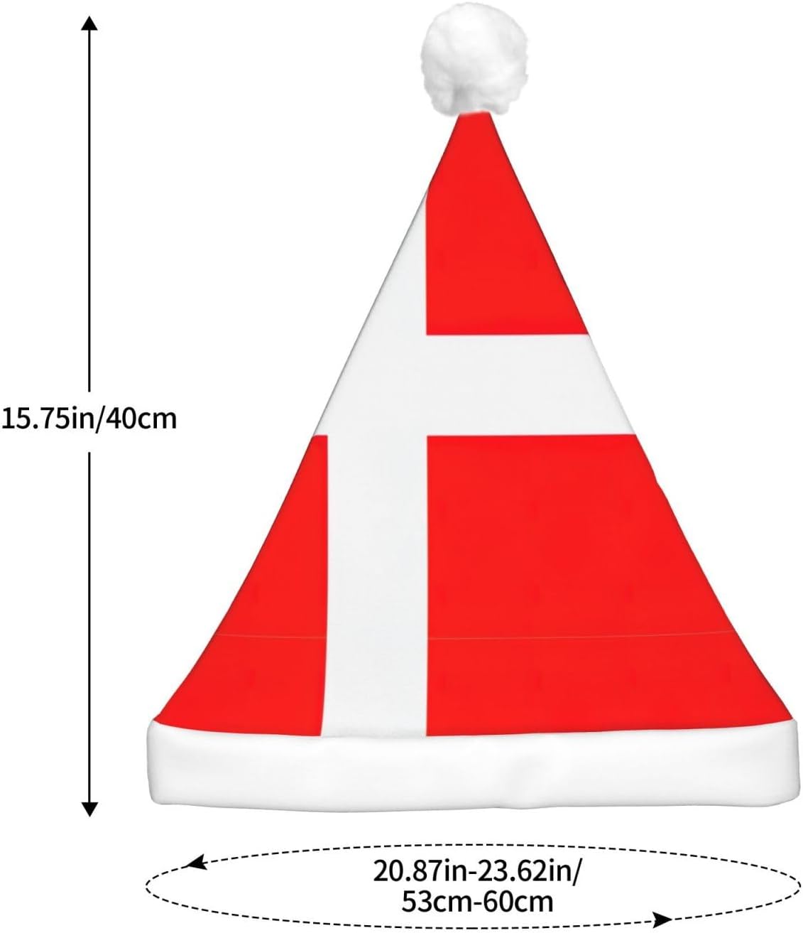 Denmark Flag Print Christmas Santa Hat with Light Up LED