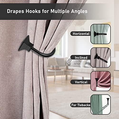 Sumnacon 4Pcs Square Metal Curtain Holdbacks Black