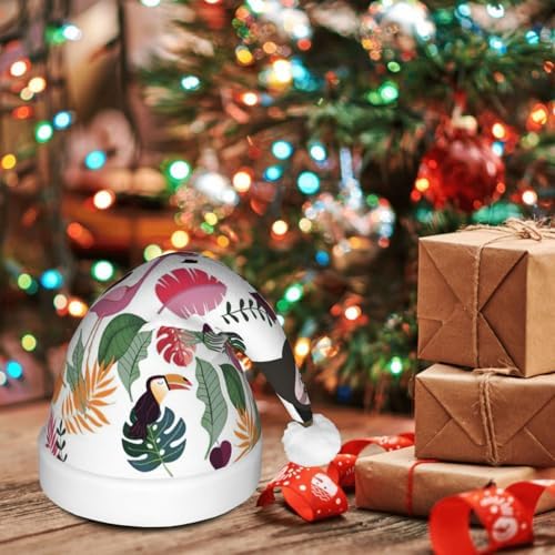 Sloth Pink Tropical Christmas Santa Hat Plush Light Up