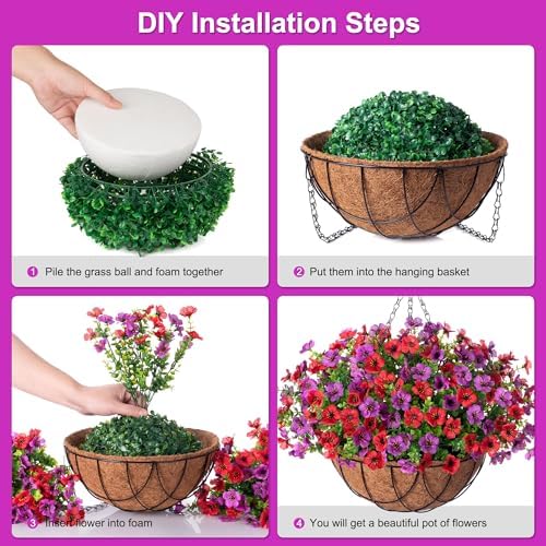 Artificial Silk Flower Hanging Basket with Daisy and Eucalyptus Leaves