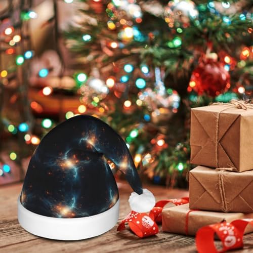 Fun Easter Rabbit Print Christmas Santa Hat Plush Light Up for Adults