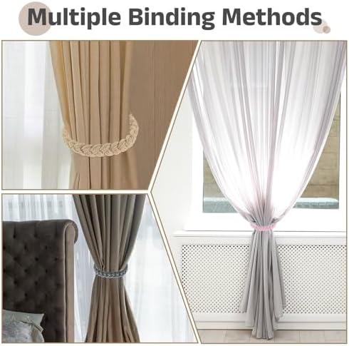 Uxcell 4Pcs Rope Curtain Tiebacks with Metal Hooks Dark Gray