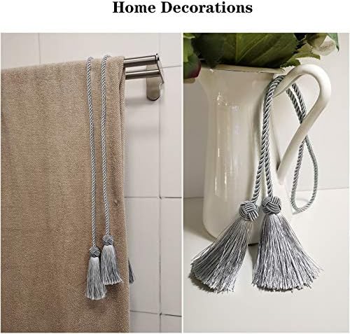 Elegant Curtain Tiebacks with Tassel Grey 2 Pack