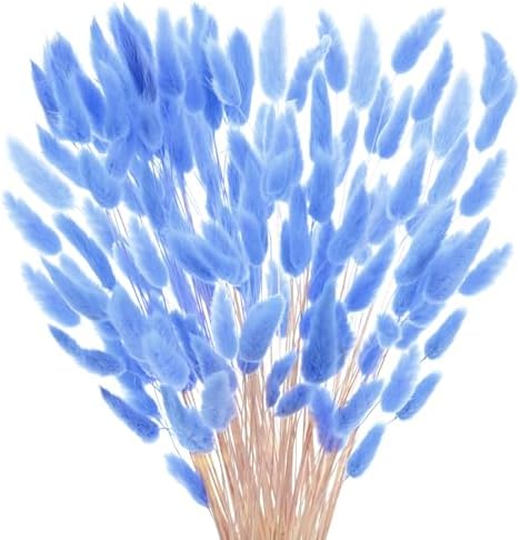 120-Pack Bright Blue Bunny Tail Grass Decor