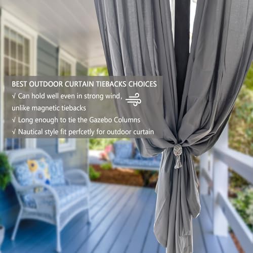 4 Pack Rustic Curtain Tiebacks in Grey