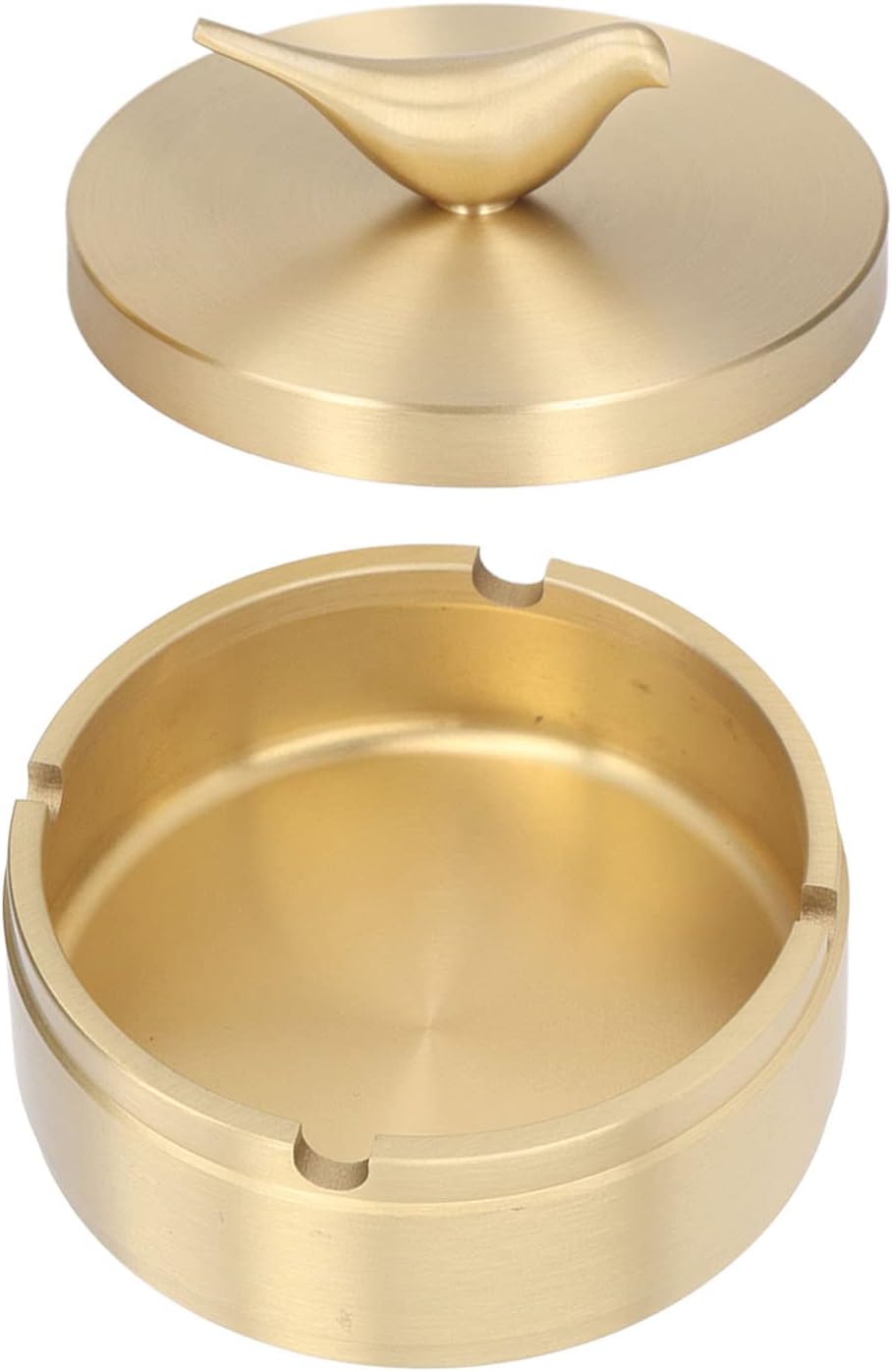 GLOGLOW Gold Ashtray with Lid 4 Slots Brass Decorative