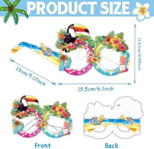 24 Pack Hawaiian Party Paper Sunglasses