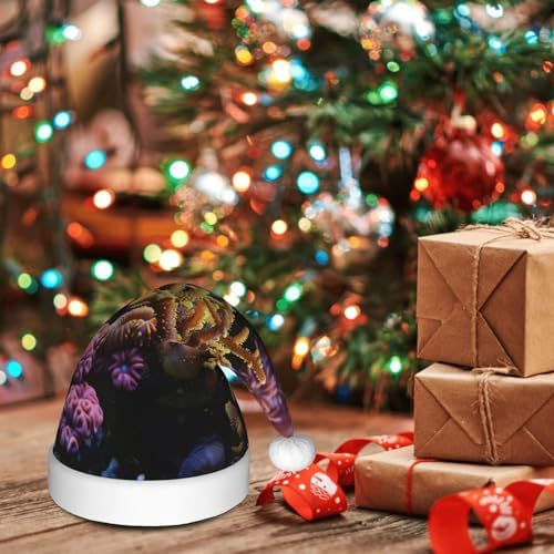 Coral Reef Christmas Santa Hat Plush for Adults