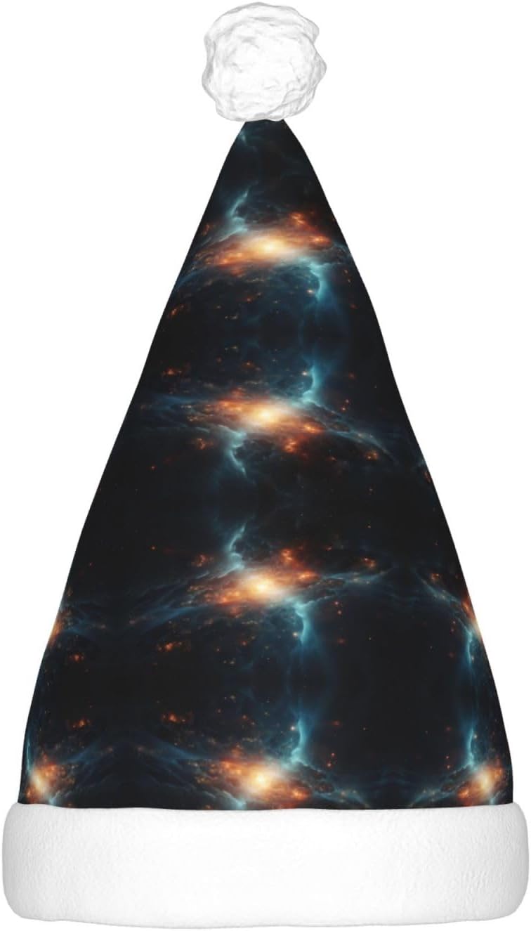 Fun Easter Rabbit Print Christmas Santa Hat Plush Light Up for Adults