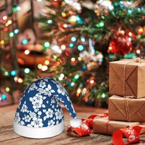 Hawaii Flower Print Santa Hat Christmas Party Headwear