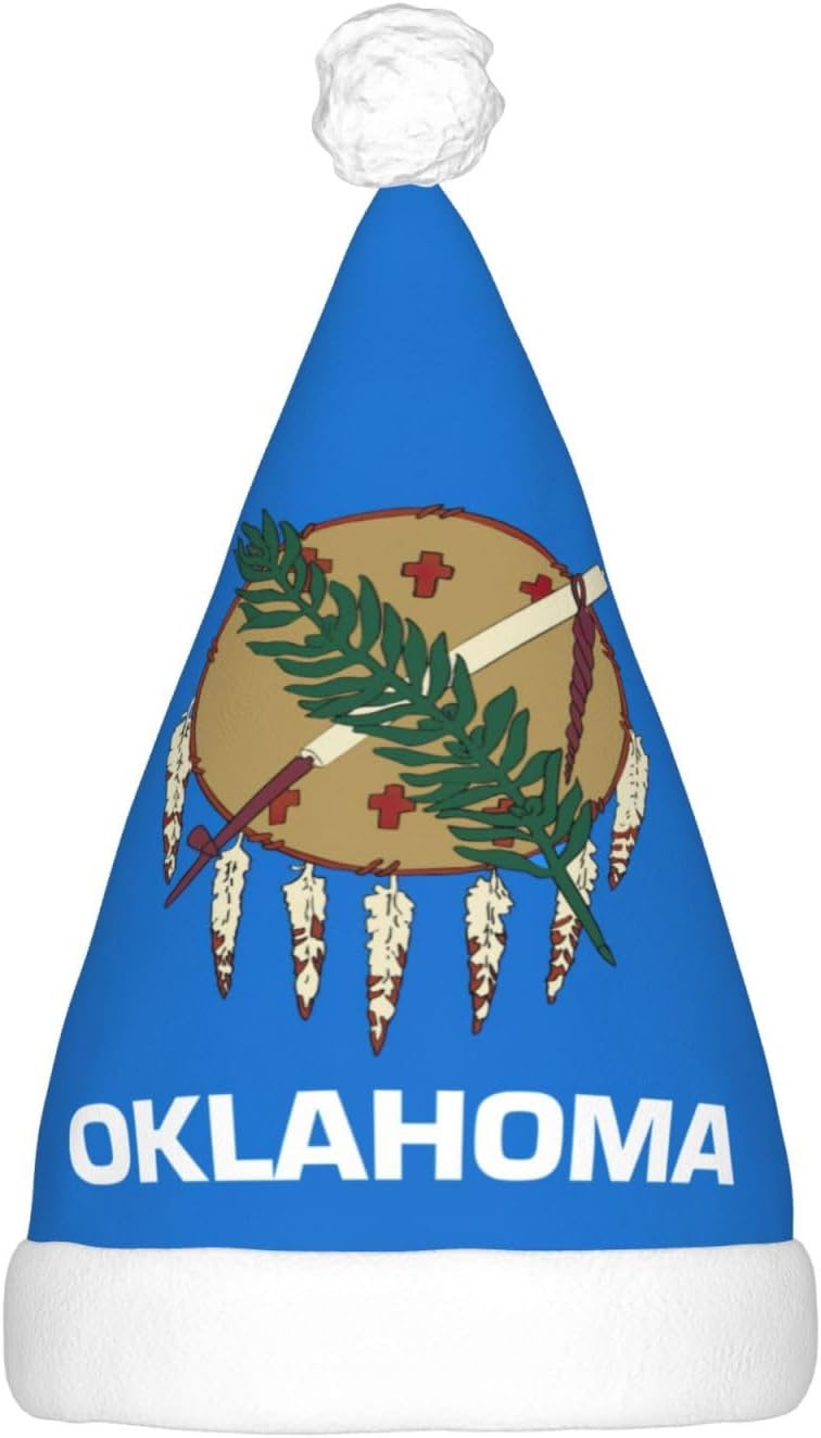 Oklahoma State Flag Christmas Hat with LED Lights 1