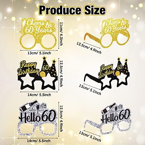 Threan 36 Pcs 60th Birthday Paper Eyeglasses