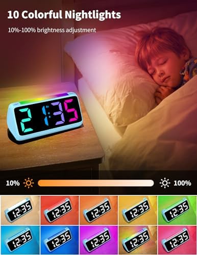 Netzu Digital Alarm Clock with RGB Night Light and Dual Alarm