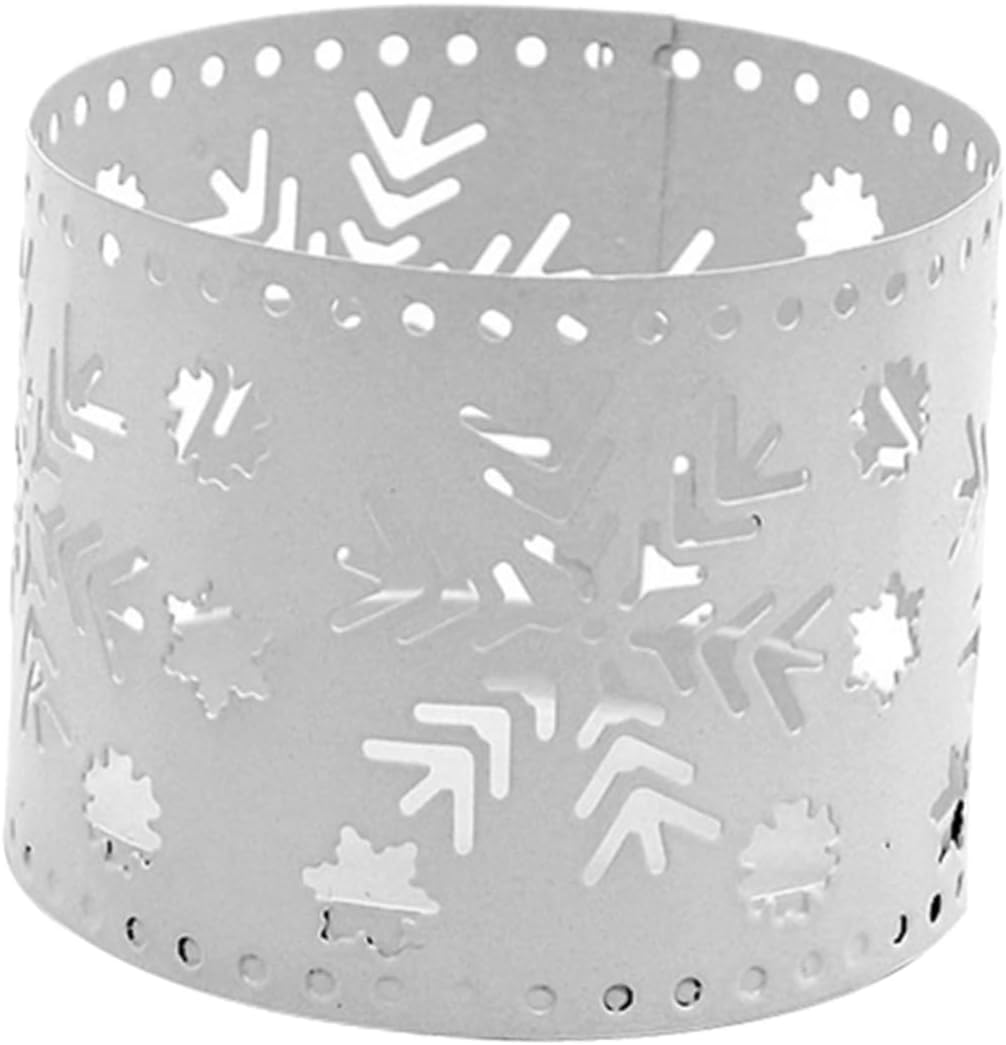 Happyyami Christmas Candle Holders White Iron Hollow Snowflake Design