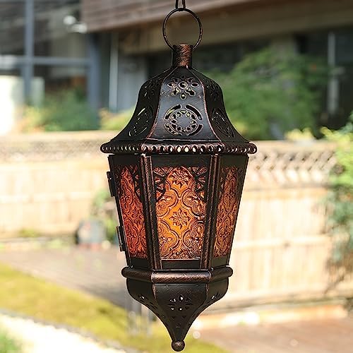 NEEDOMO Vintage Metal Candle Lantern with Chain