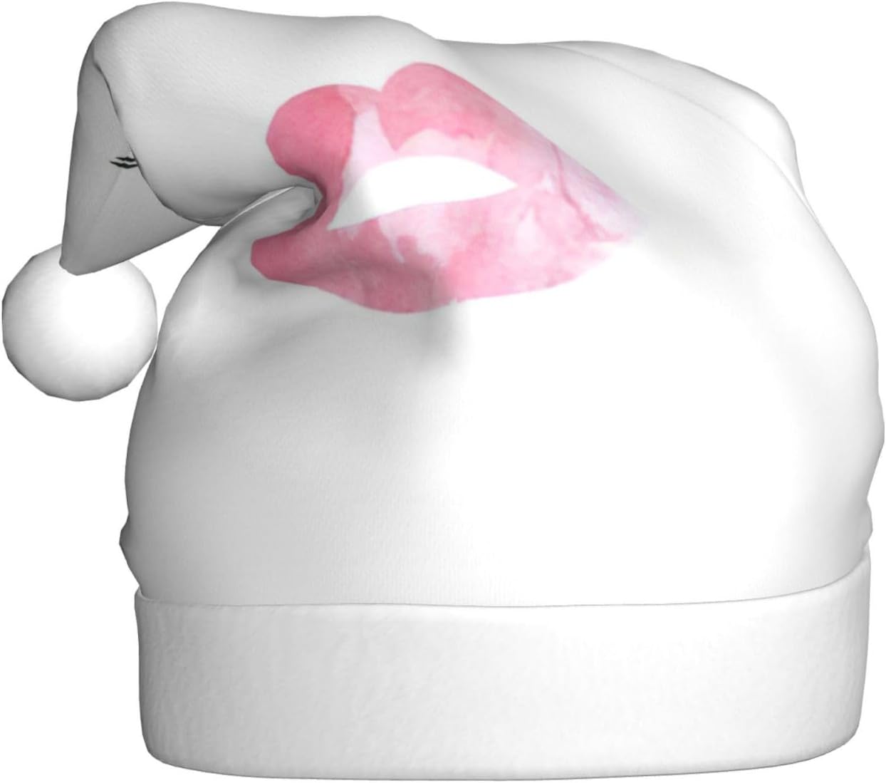 Personalized Santa Hat with Eyelash Lip White Print for Women