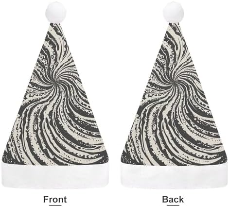 Santa Hat White Leaf Swirl Christmas Headwear for Adults