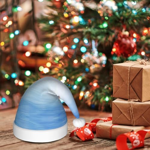 Ombre Textured Blue Christmas Santa Hat Plush Funny