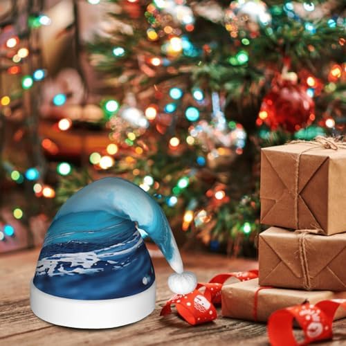 Big Ocean Wave HD Print Christmas Santa Hat Plush Comfortable
