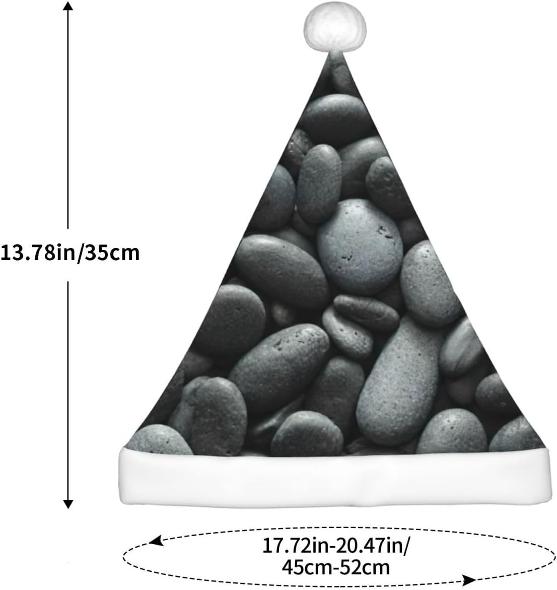 Many Black Pebbles Print Christmas Santa Hat Small Size
