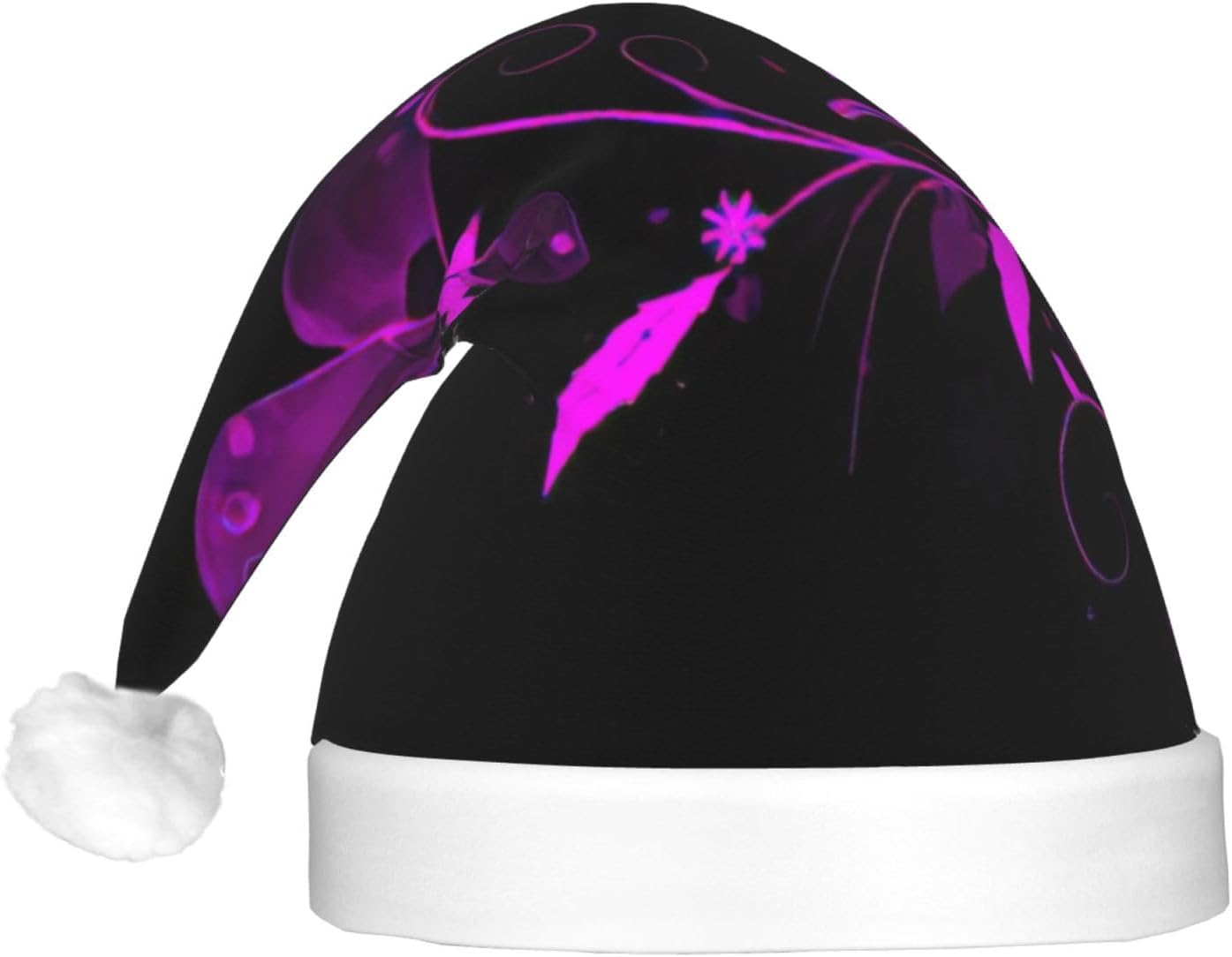 QINZHENG Purple Black Butterfly Print LED Santa Hat for Christmas Halloween Party