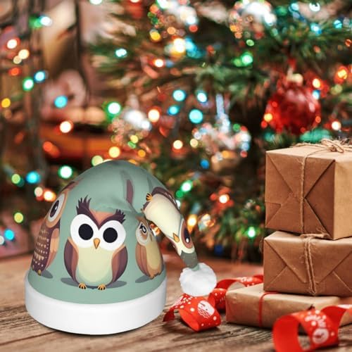 Qin Zheng Cartoon Owls LED Santa Hat for Christmas Party