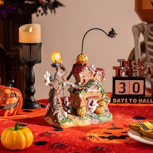 Valery Madelyn Lighted Halloween Village Houses with Music