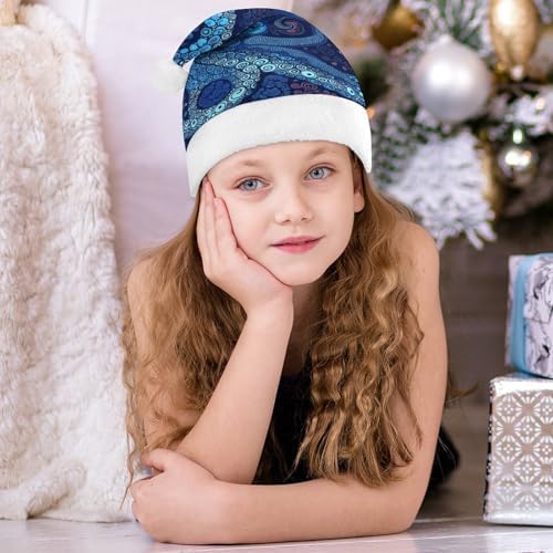 Christmas Santa Hat Blue Octopus Holiday Costume Headwear