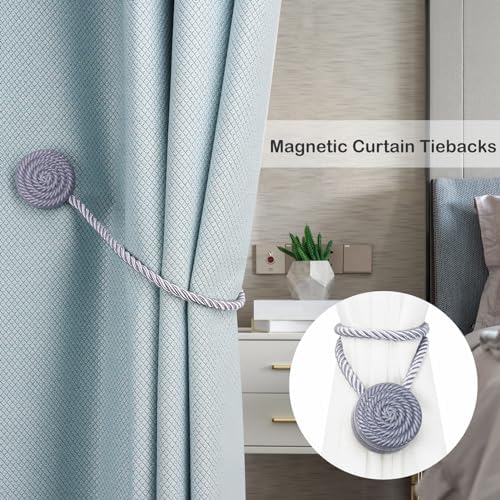 Magnetic Curtain Tie Backs 2 Pack Grey