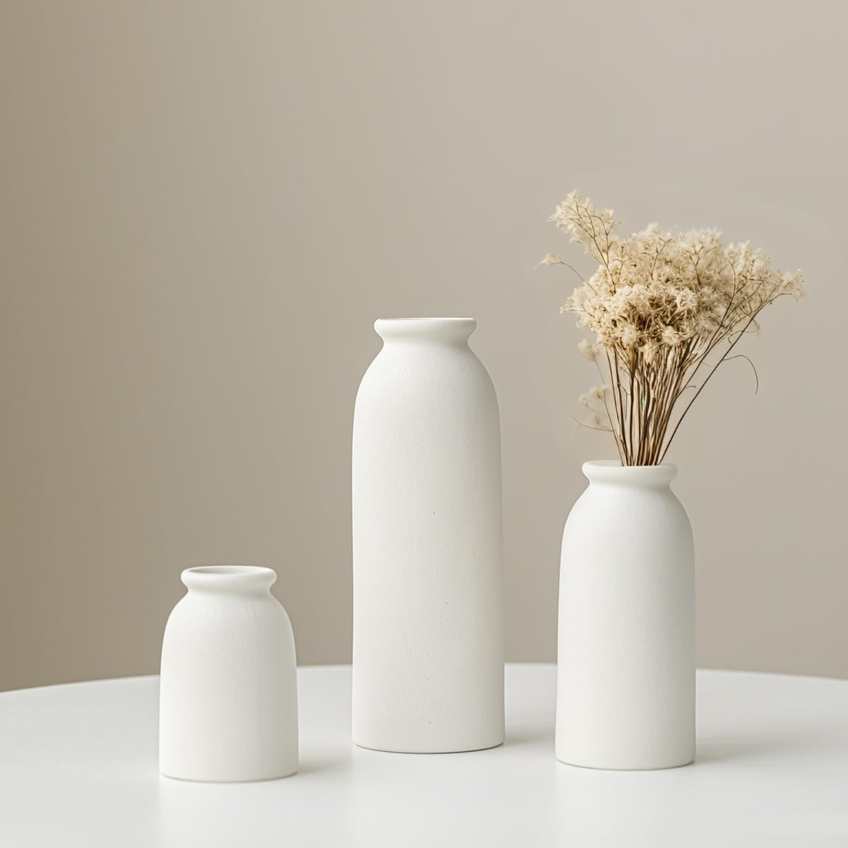 Tinctotnic Ceramic Vase Set 3 Distressed White