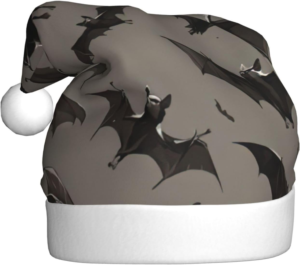 Halloween Bats Grey Santa Hat for Adults