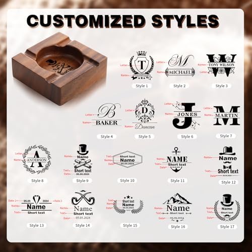 Personalized Wood Cigar Ashtray for Men