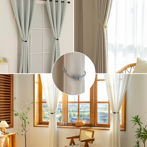 Contoeey Magnetic Curtain Tiebacks - 8 Pack Grey