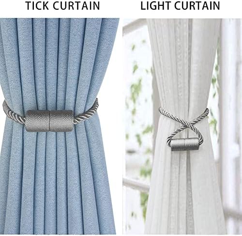 2 Pack Strong Magnetic Curtain Holdbacks - Grey