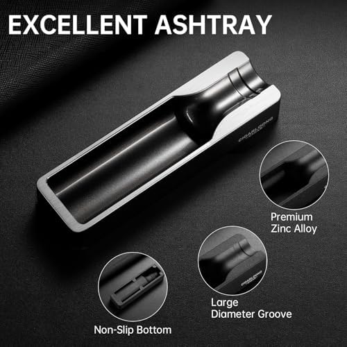 Cigar Ashtray Metal with Wide Cigar Slot Silver