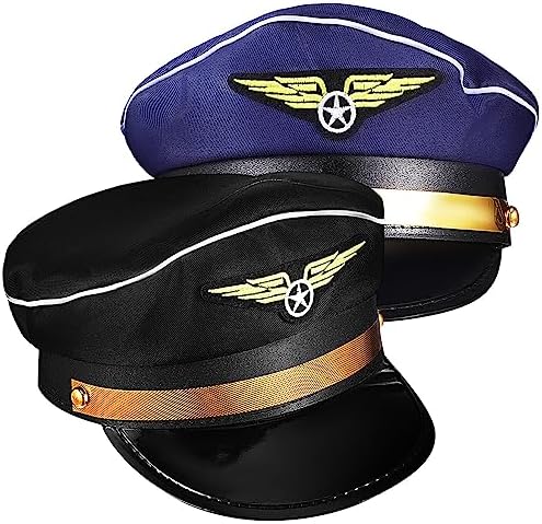 Gadpiparty 2 Pack Captain Pilot Hats Adjustable Costume Accessories