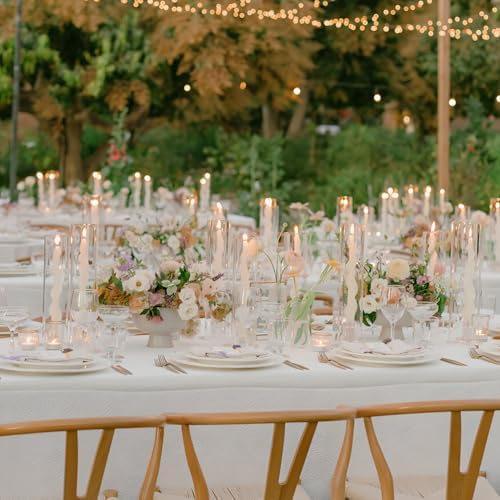 Vivirenoir Hurricane Candleholders 10 Pcs Glass Taper Candles